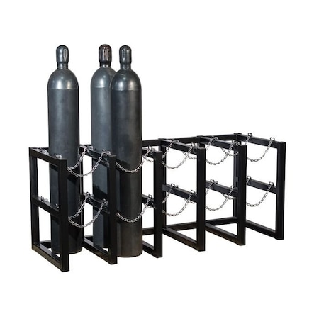 Justrite Cylinder Tube Rack, 5 Wide x 2 Deep, 72"W x 26"D x 30"H, 10 Cylinder Cap. 35172